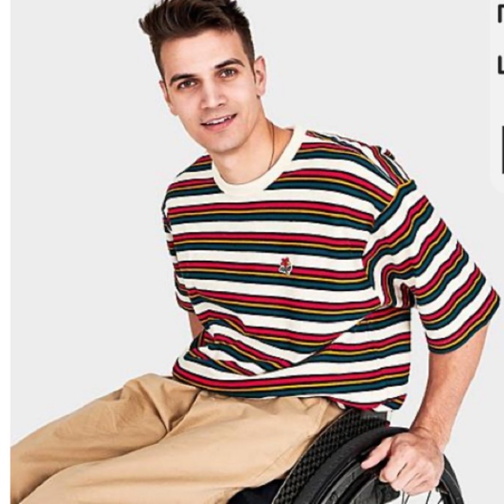 RARE VANS Sz L new with tags boxy, wide, skateboarder T-shirt stripes logo